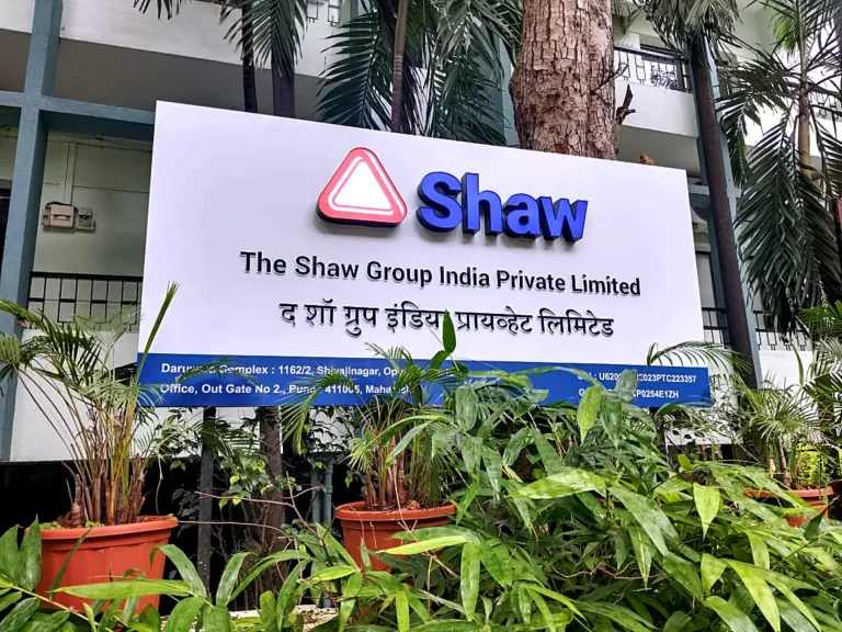 The Shaw Group India gate board in English and Marathi